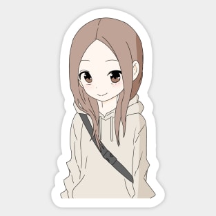 Takagi san wearing a hoodie Sticker